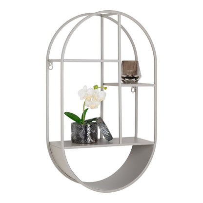 Feira Wall Shelf - Wall Shelf, oval, steel, cool grey, 35x15x60 cm