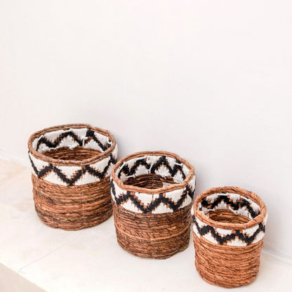 Woven Basket - Boho Macrame Basket for Plants or Storage