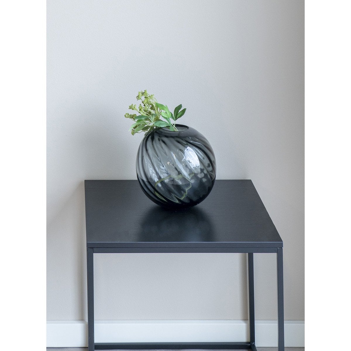 Glass Vase - Grey Mouthblown Modern Decor, Ø20x19cm