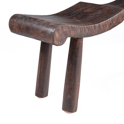 Mango Wood Wave Bench - Dark Walnut Finish - Medium