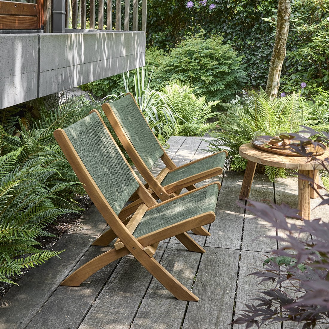 Rope folding lounge chair green
