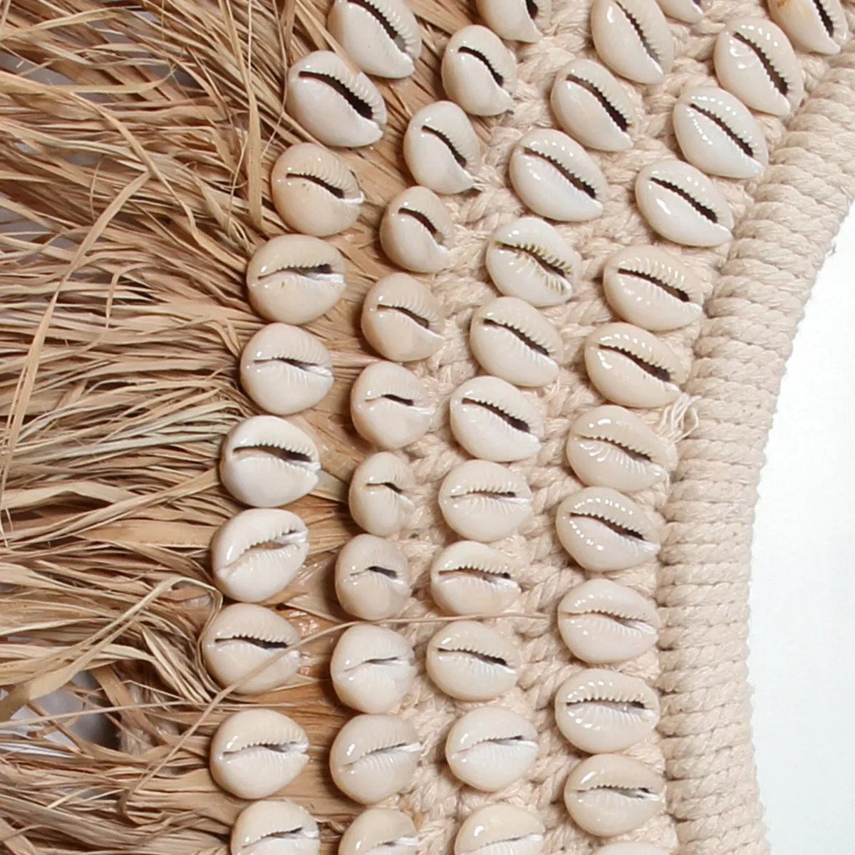 Raffia Cowrie Mirror – Natural White Coastal Accent Mirror