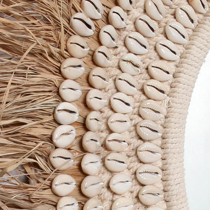 Raffia Cowrie Mirror – Natural White Coastal Accent Mirror