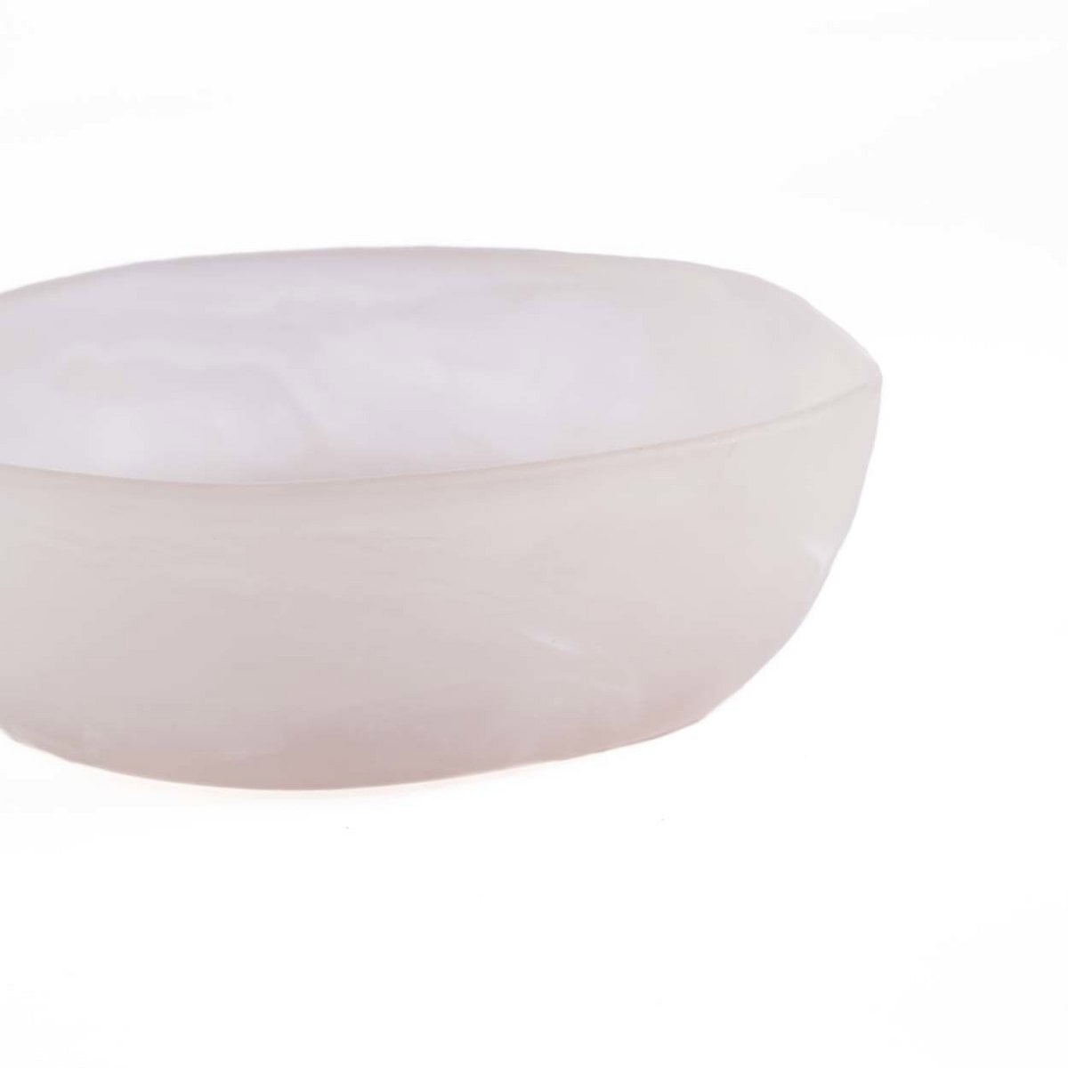 Resin Organic Bowl - Pink & White Decorative Centerpiece - Large