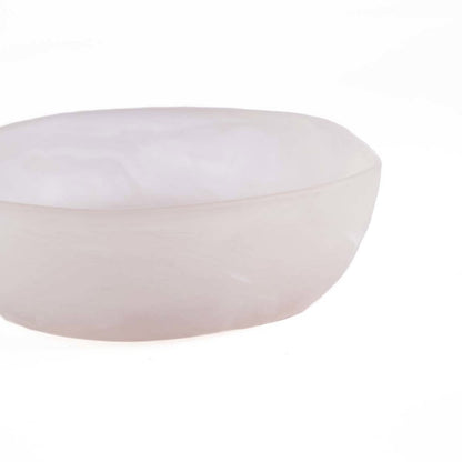 Resin Organic Bowl - Pink & White Decorative Centerpiece - Large