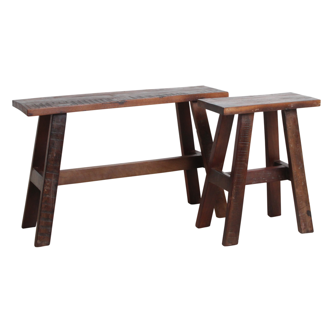 Recycled Wood Bench - Industrial 'Bus Stop' Style, Medium