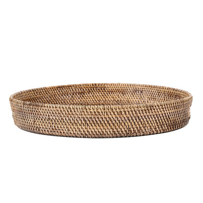 Rattan Serving Tray - Large Handwoven Tray - Natural Brown