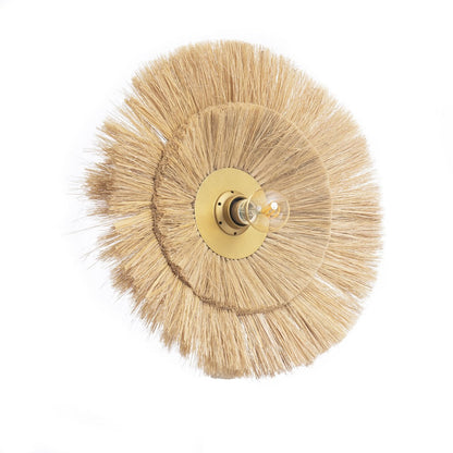 Natural Grass Wall Lamp - Gold Frame Double Light Design - Medium