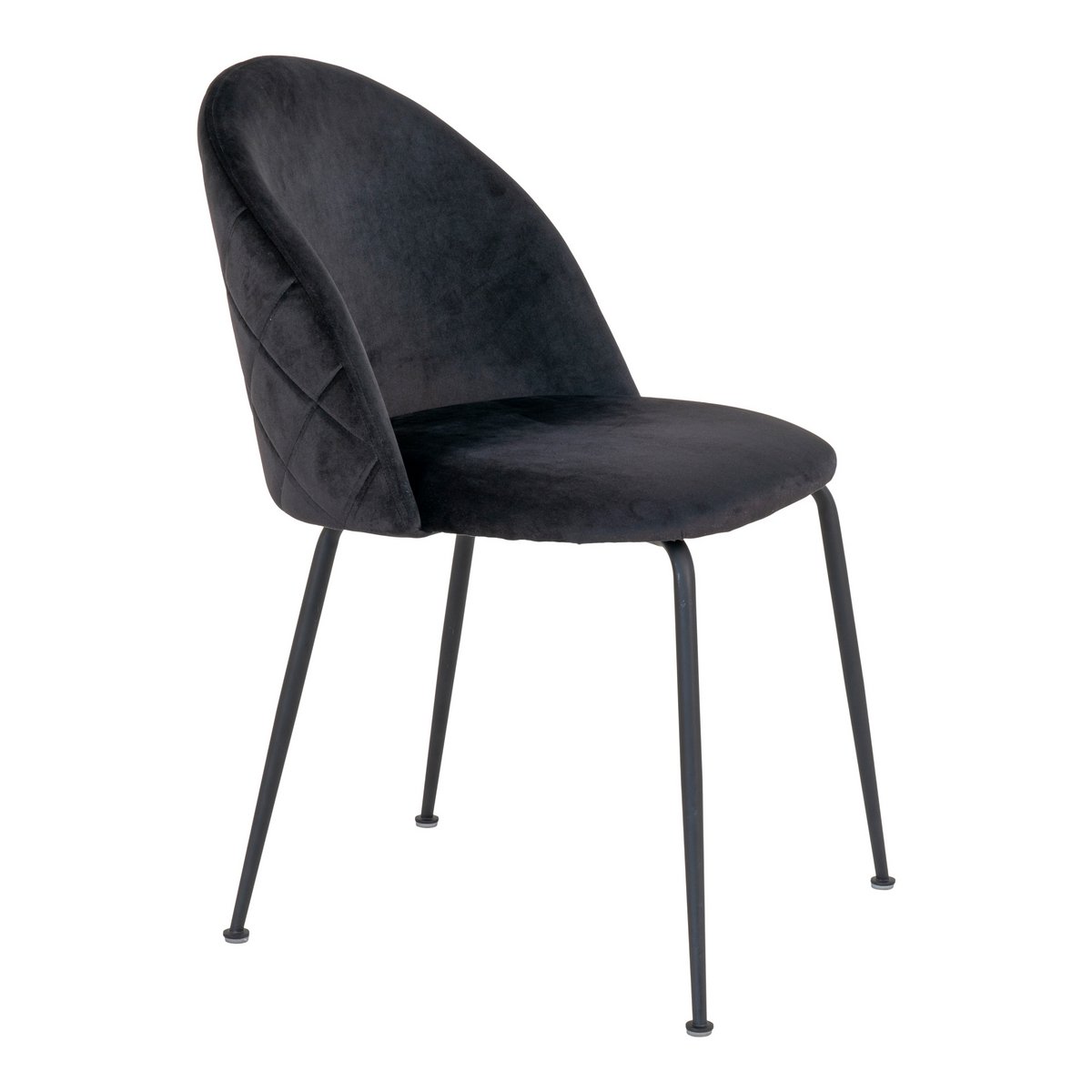 Geneve Dining Chair - Velvet, Steel, Black - Set of 2