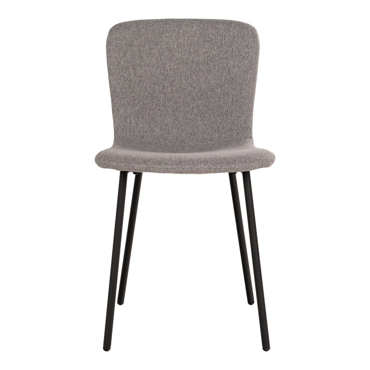 Dining Chairs - Light Grey Polyester, Black Legs - Modern Set of 2