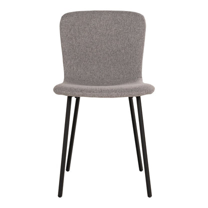 Dining Chairs - Light Grey Polyester, Black Legs - Modern Set of 2