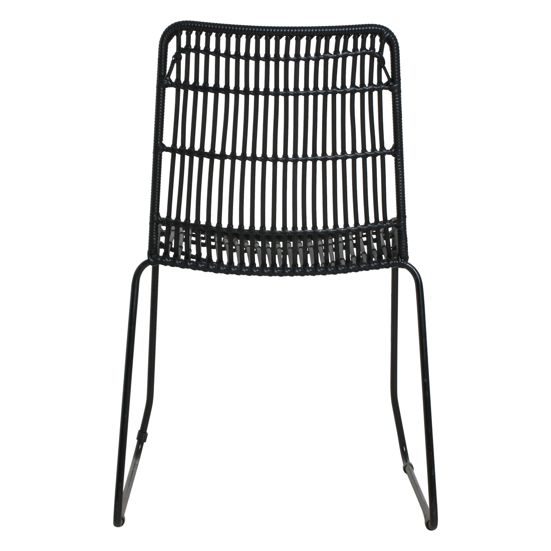 Rattan Garden Chair - Slim Black Metal Frame Outdoor Seating