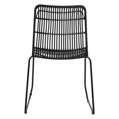 Rattan Garden Chair - Slim Black Metal Frame Outdoor Seating