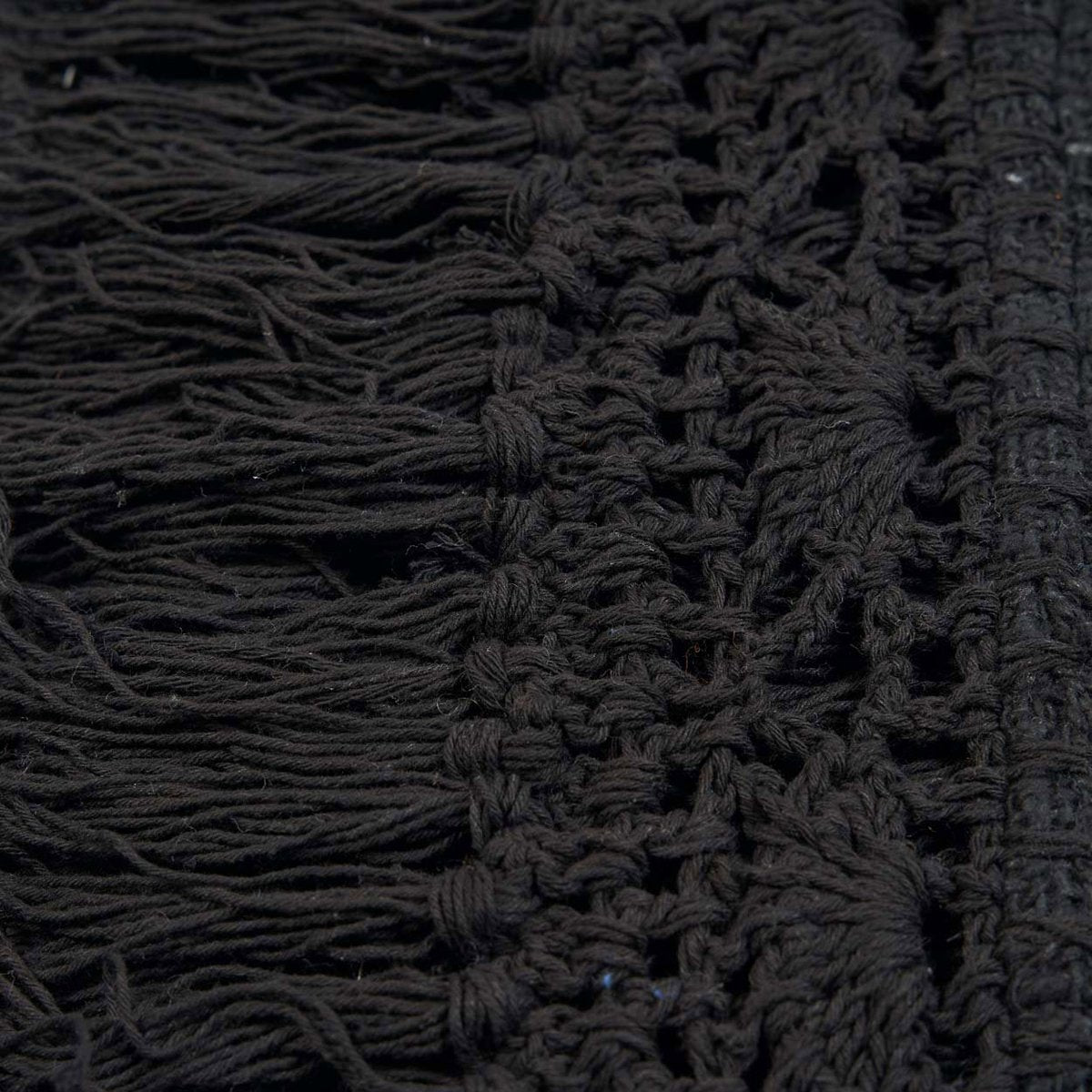 Black Cotton Bed Throw - Bohemian Style, Soft Cozy Throw