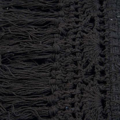 Black Cotton Bed Throw - Bohemian Style, Soft Cozy Throw