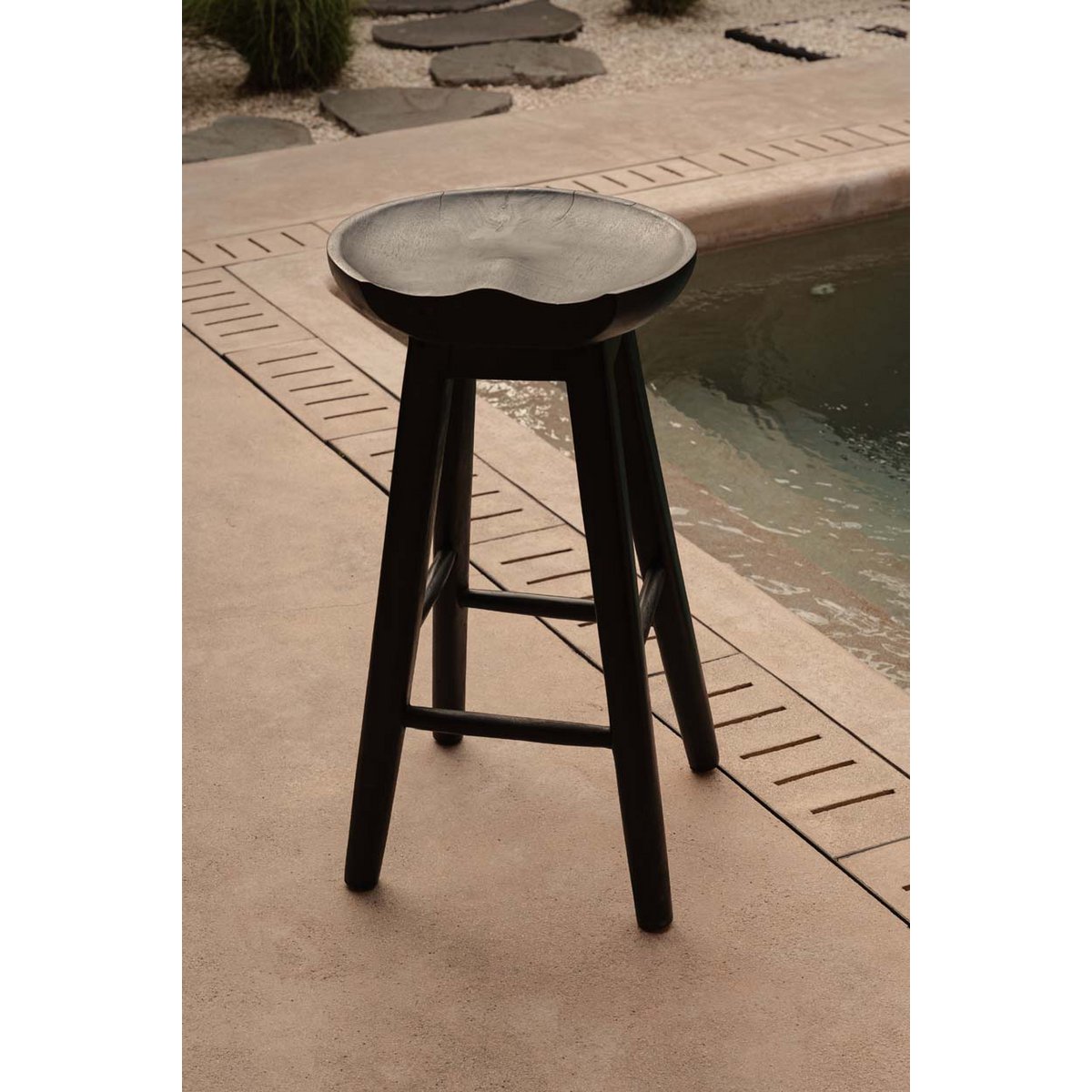 Bar Stool Mango Wood Black – The Tala Minimalist Counter Height
