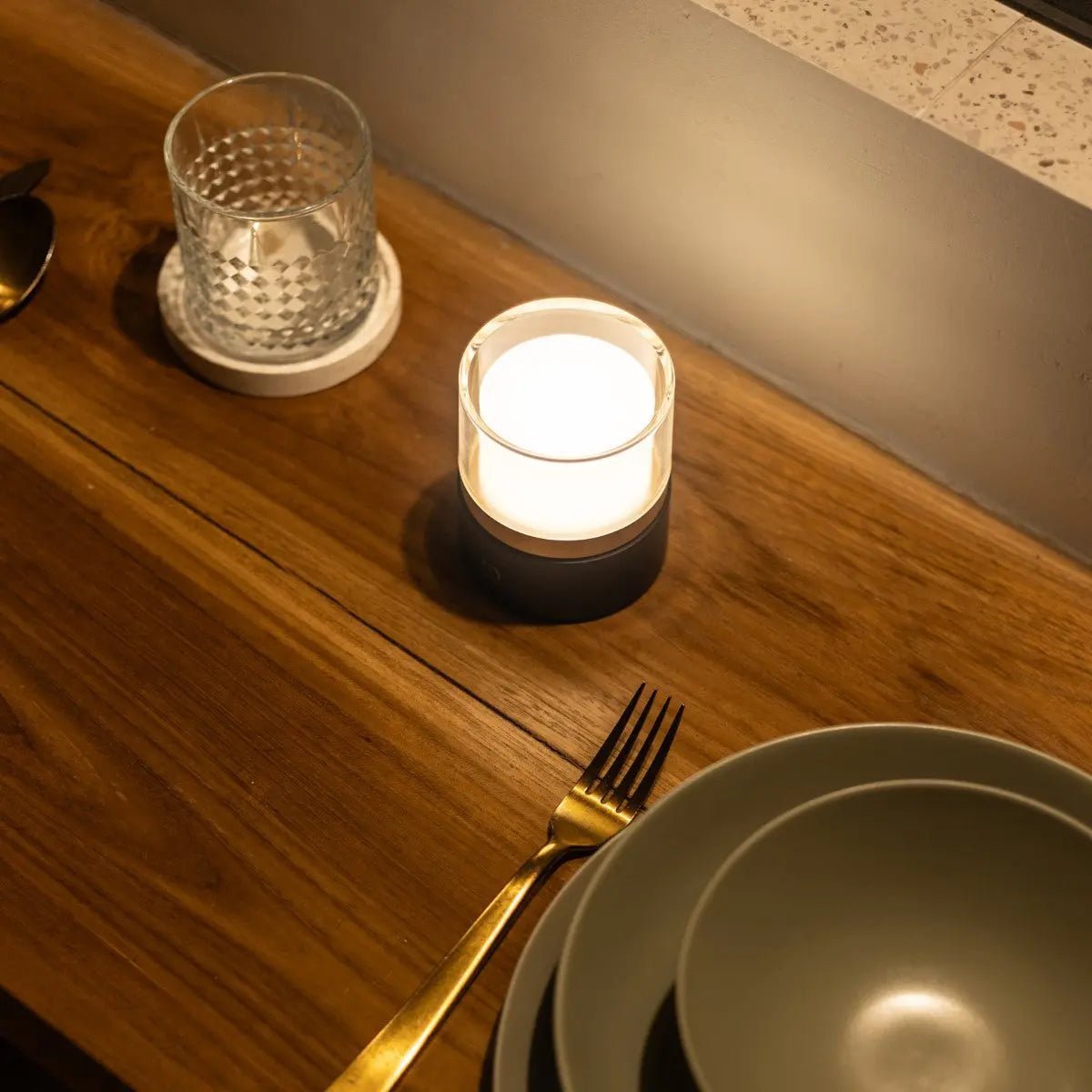Leo Dark Brown Wireless Rechargeable Lamp | Compact, Dimmable & USB Rechargeable