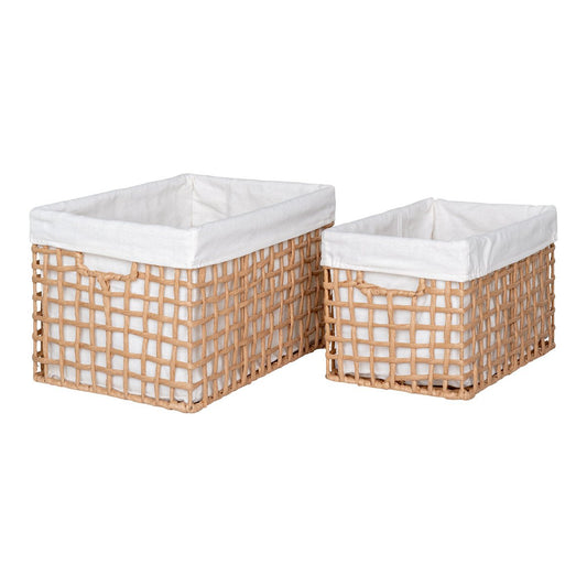 Paper Storage Baskets - Natural Woven Basket Set of 2