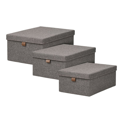 Boîtes de rangement Noto, textile, gris foncé, ensemble de 3