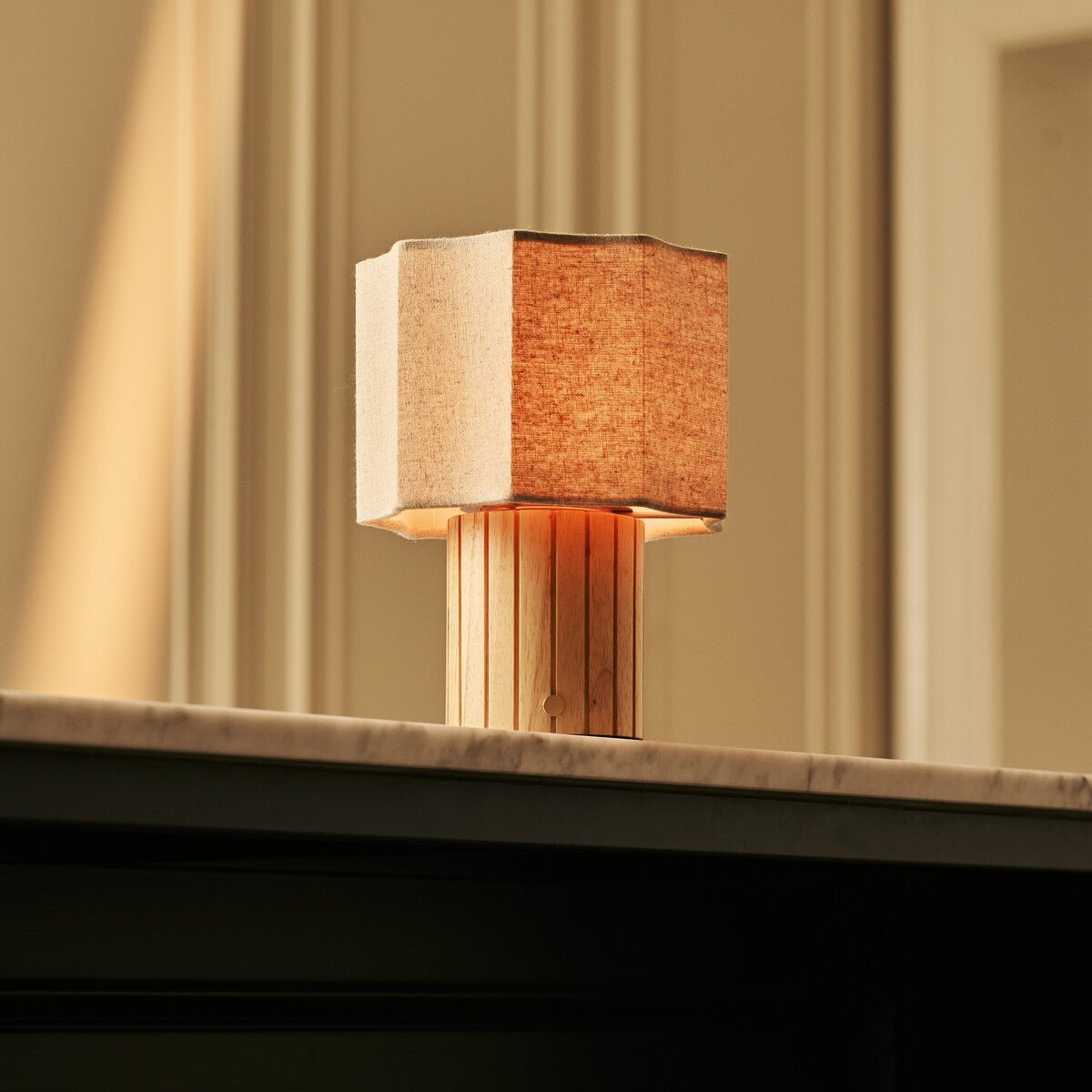 Channa Light Brown Rechargeable Table Lamp | Linen Blend, Stylish & Functional