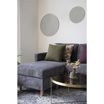 Jersey Mirror - Brass Look, Steel, Ø40cm