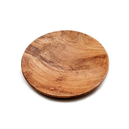 Teak Root Plate - Round Natural Wood Serving Plate, Medium