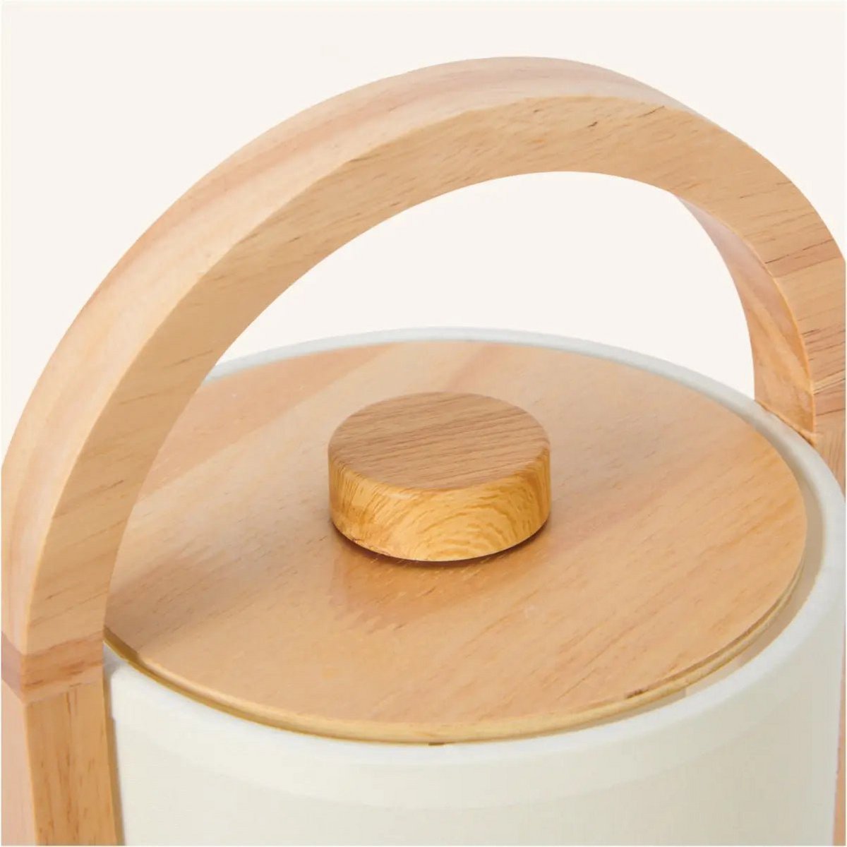River Light Brown Wooden Rechargeable Lamp | Linen Blend, Versatile & Up to 100 Hours of Battery Life