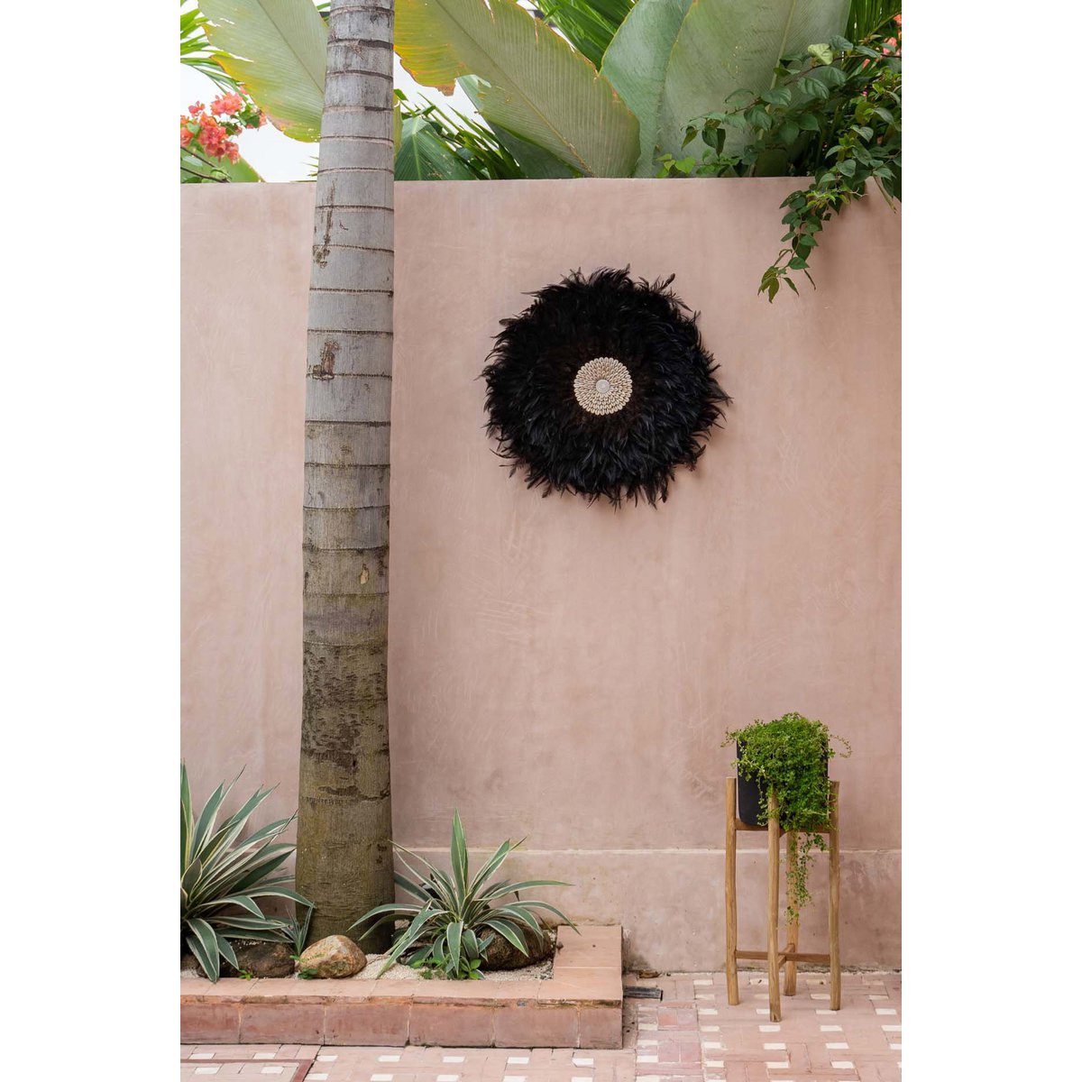 Feather Wall Decor - Black Coastal Juju Wall Circle - Large