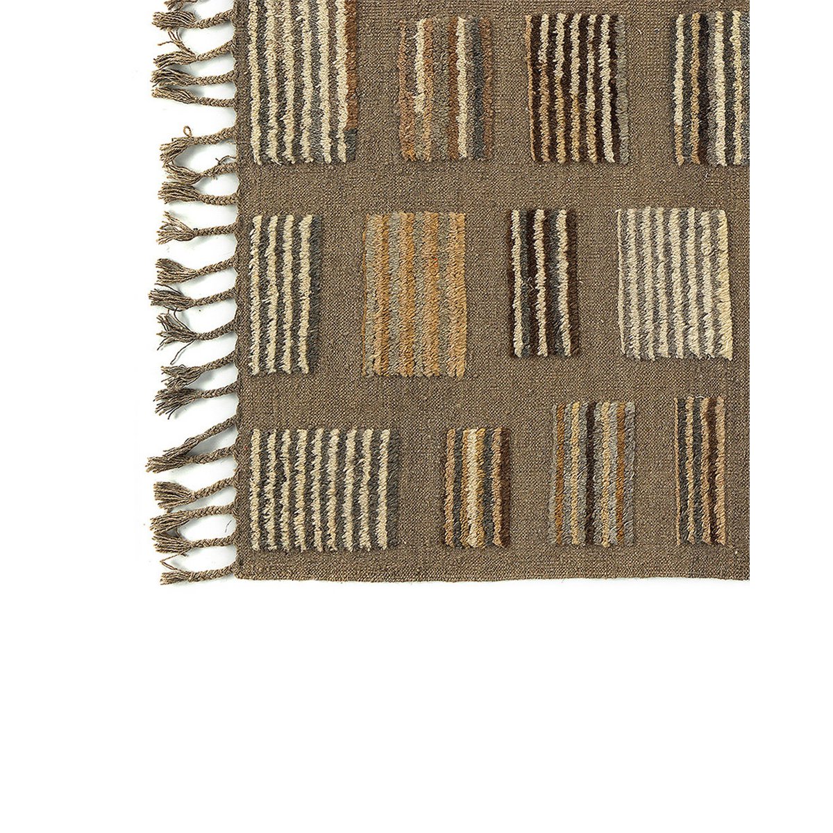 Wool Afghan Area Rug – Handwoven Design, 299 x 203 cm, Earth Tones