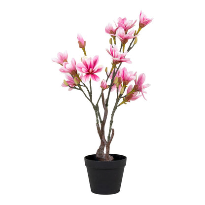 Magnolienbaum - Grün/Rosa, PE-Kunststoff, H:74 cm