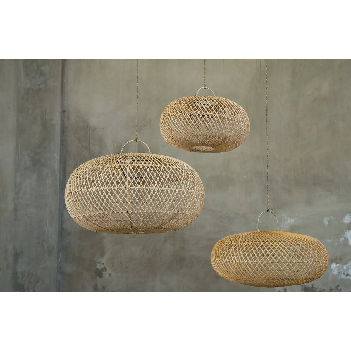 Rattan Pendant Light - Natural Woven Shade, Large