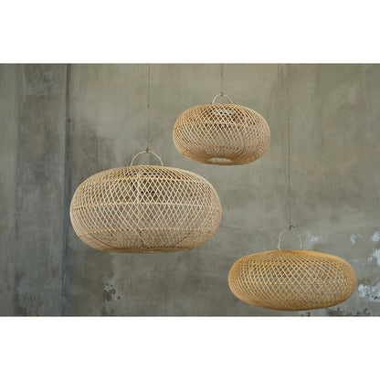 Rattan Pendant Light - Natural Woven Shade, Large