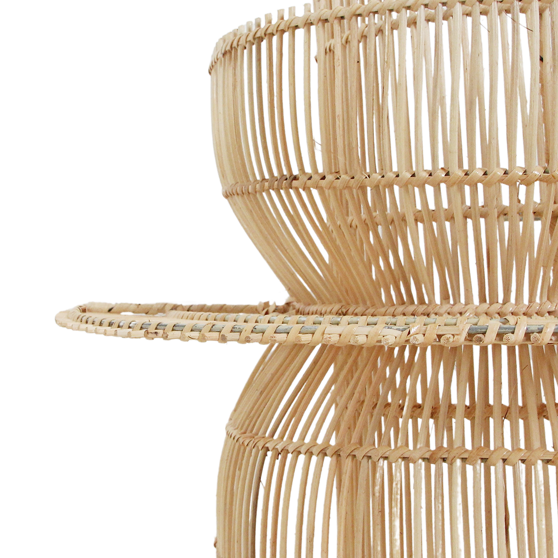 Rattan Wall Lamp - Saturn Handwoven Light Fixture with Fabric Cord
