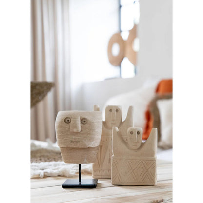 Sumba Stone Statue on Stand - Hand Carved Indonesian Decor