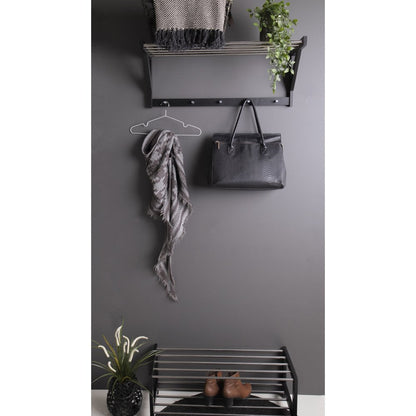 Padova Hat Shelf - Black, Poplar/Steel, 78x32x34 cm