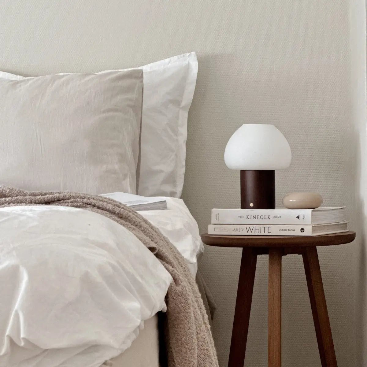 Dark Brown Wooden Table Lamp | Rechargeable & Dimmable