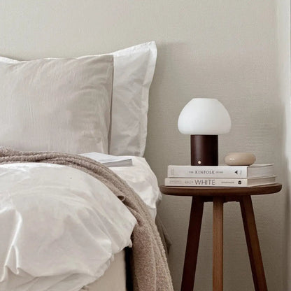 Dark Brown Wooden Table Lamp | Rechargeable & Dimmable