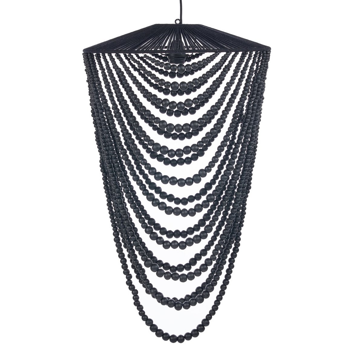 Wooden Bead Chandelier - Black - Large