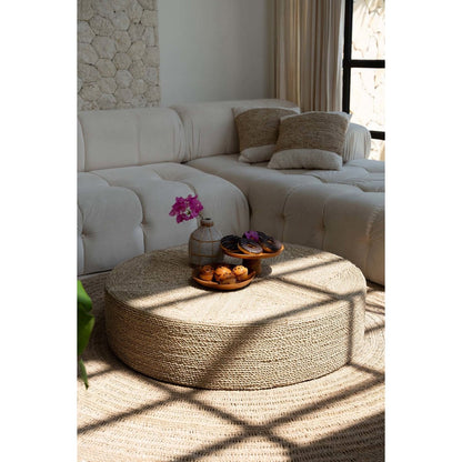 Seagrass Pouffe Ottoman - Natural Woven Footstool - 100cm