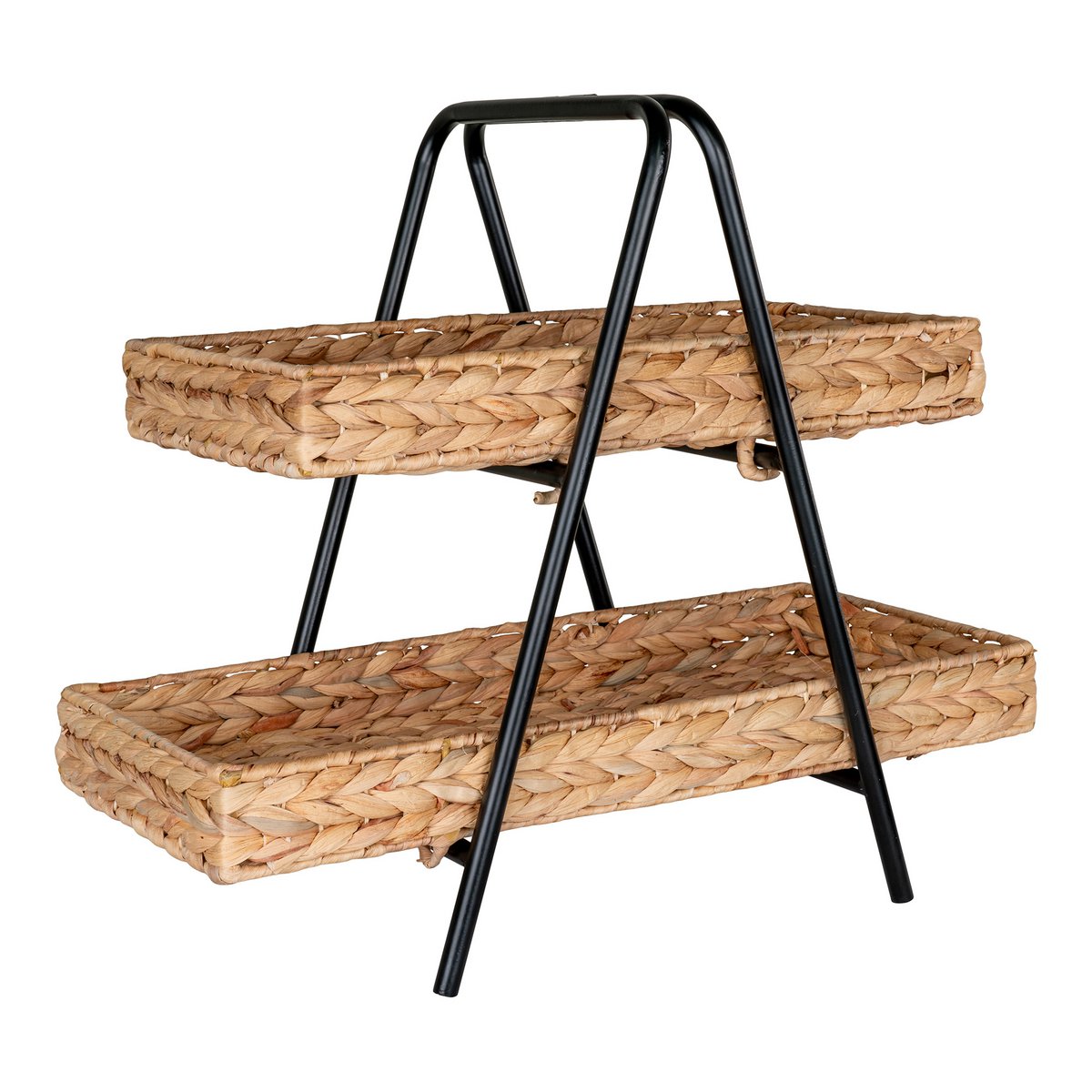 Bandeja de jacinto de agua - Estructura de metal natural y negro, 42 cm