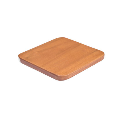 Solid Teak Wood Drink Coaster - Square Modern Design, Smooth Mahogany