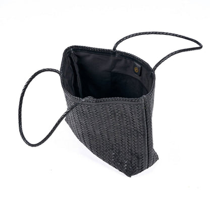 Black Leather Shopper Bag - Handmade Execu-Shopper