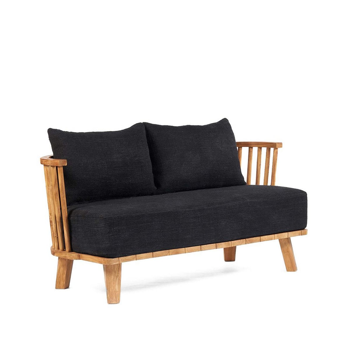 Recycled Teak Two Seater Sofa - Natural Black Finish
