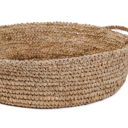 Raffia Basket Tray - Natural Woven Organizer