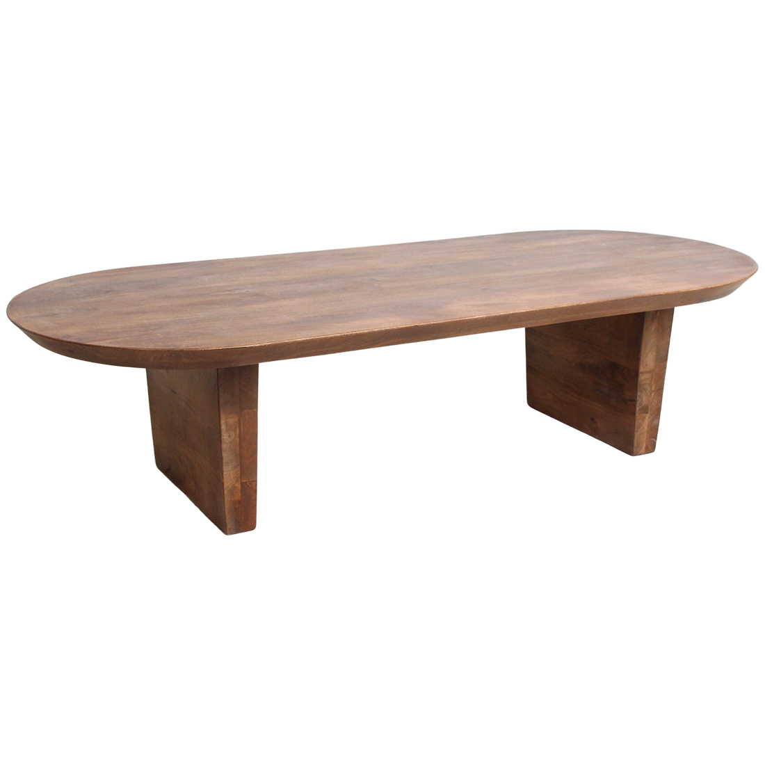 Mango Wood Coffee Table - Round Brown Bullnose Table
