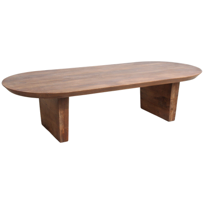 Mango Wood Coffee Table - Round Brown Bullnose Table