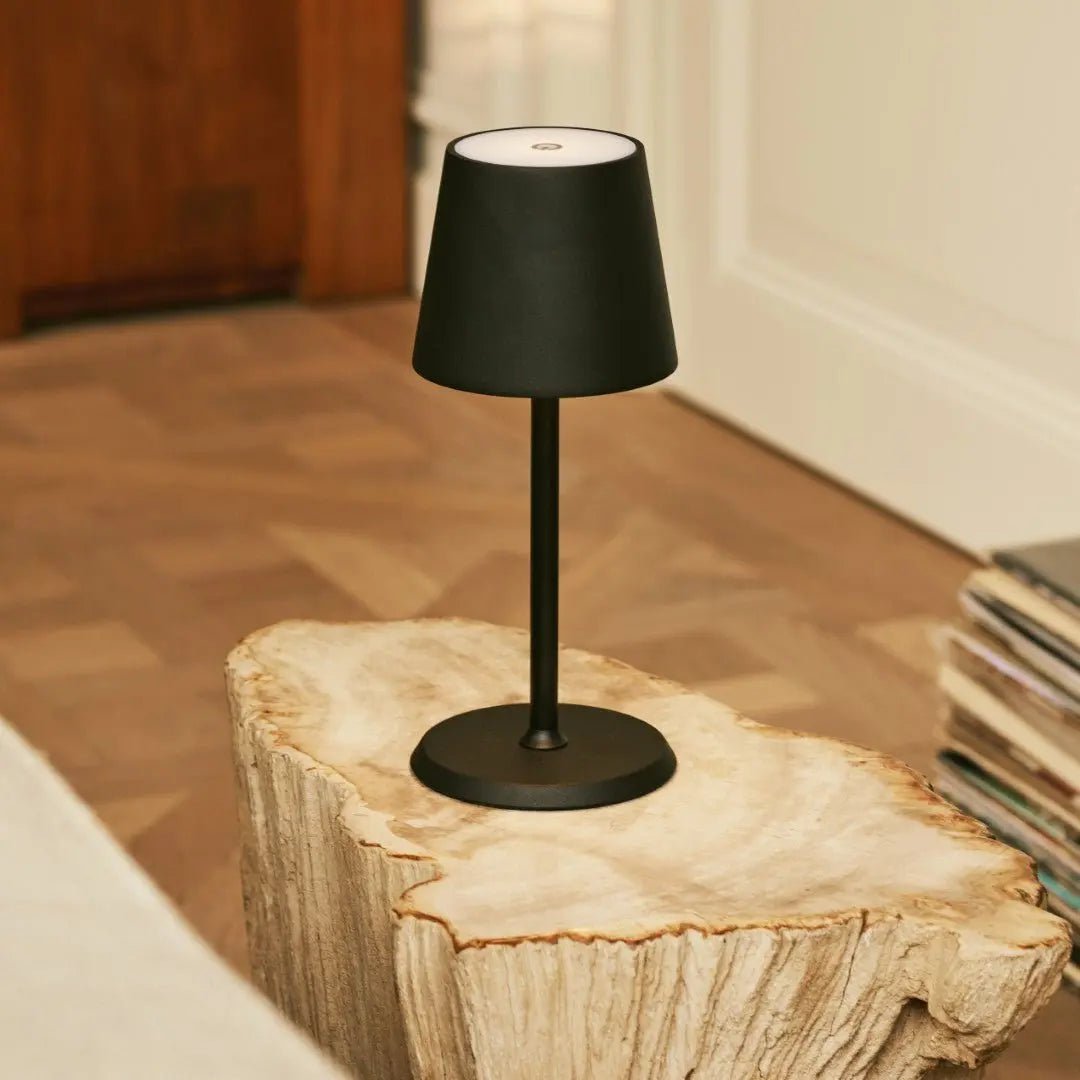 Cordless Table Lamp - Dimmable Black Metal Accent Light