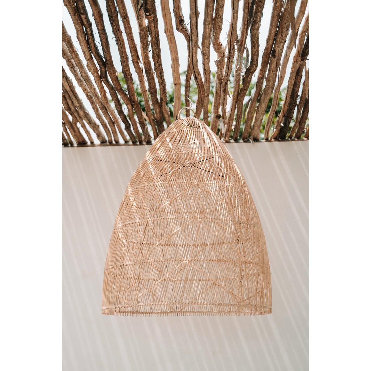 Rattan Pendant Light - Natural Twister, Medium Size