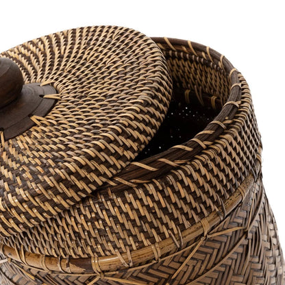 Rattan Bathroom Bin Basket - Natural Brown