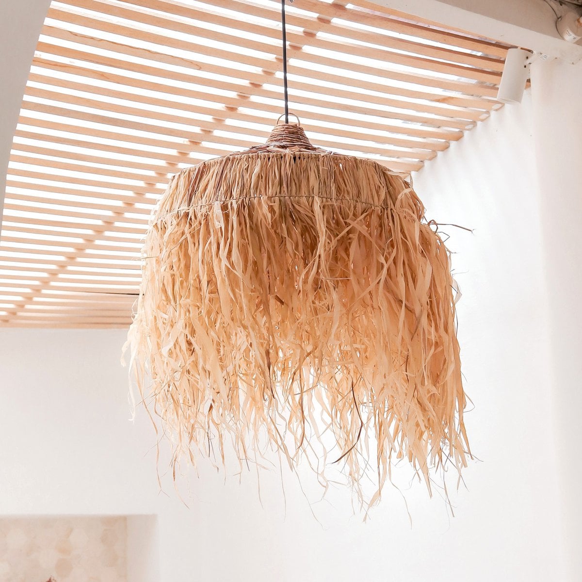 Raffia Lamp with Long Fringes | Lampshade | Pendant Lamp KAWI (2 sizes)